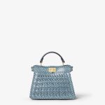 FENDI Peekaboo ISeeU Petite Mercury blue interlaced leather bag
